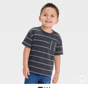 NWT. Cat & Jack Boys' Black/Cream Striped T-Shirt, with Pocket, Size S